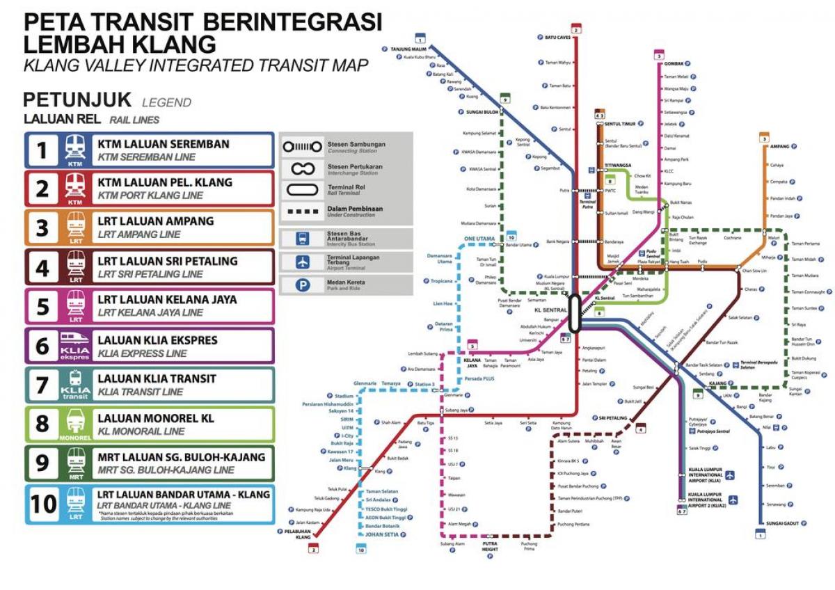 حمل و نقل عمومی نقشه کوالالامپور