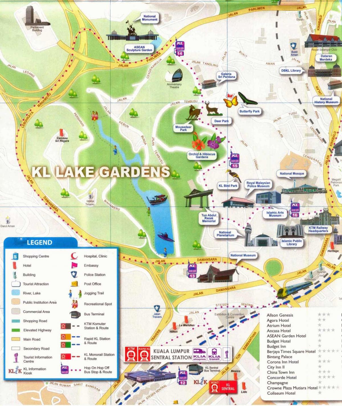 دریاچه باغ کوالالامپور نقشه