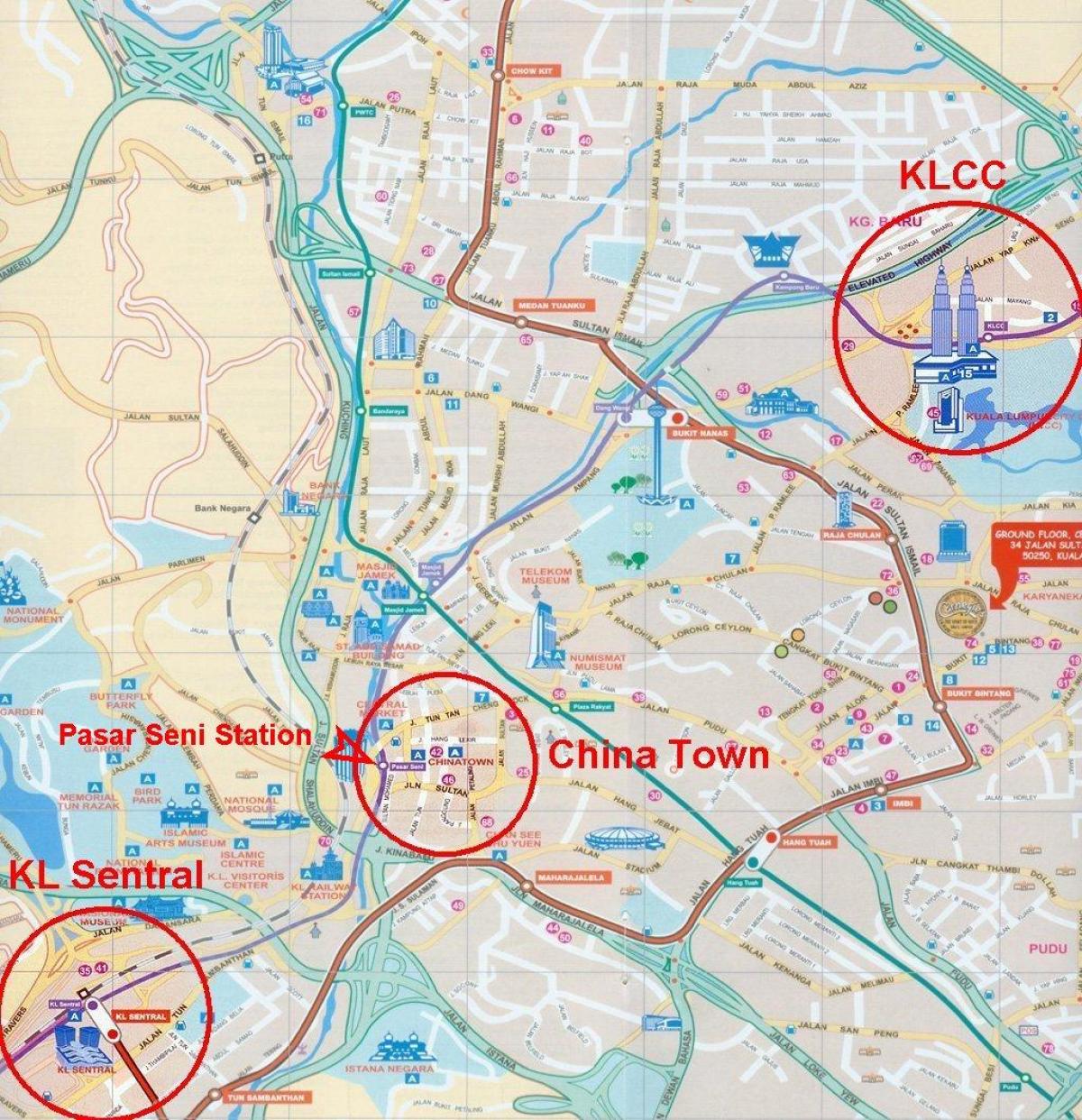 محله چینی ها در کوالالامپور نقشه