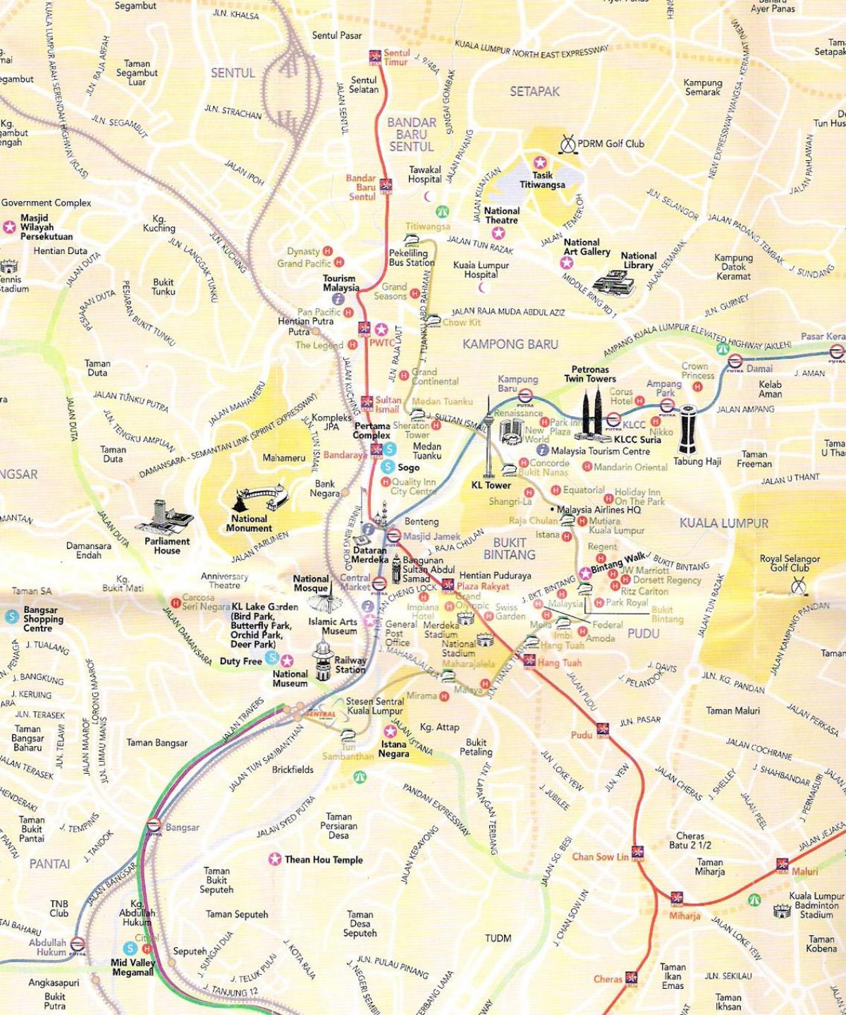 مرکز شهر کوالالامپور نقشه
