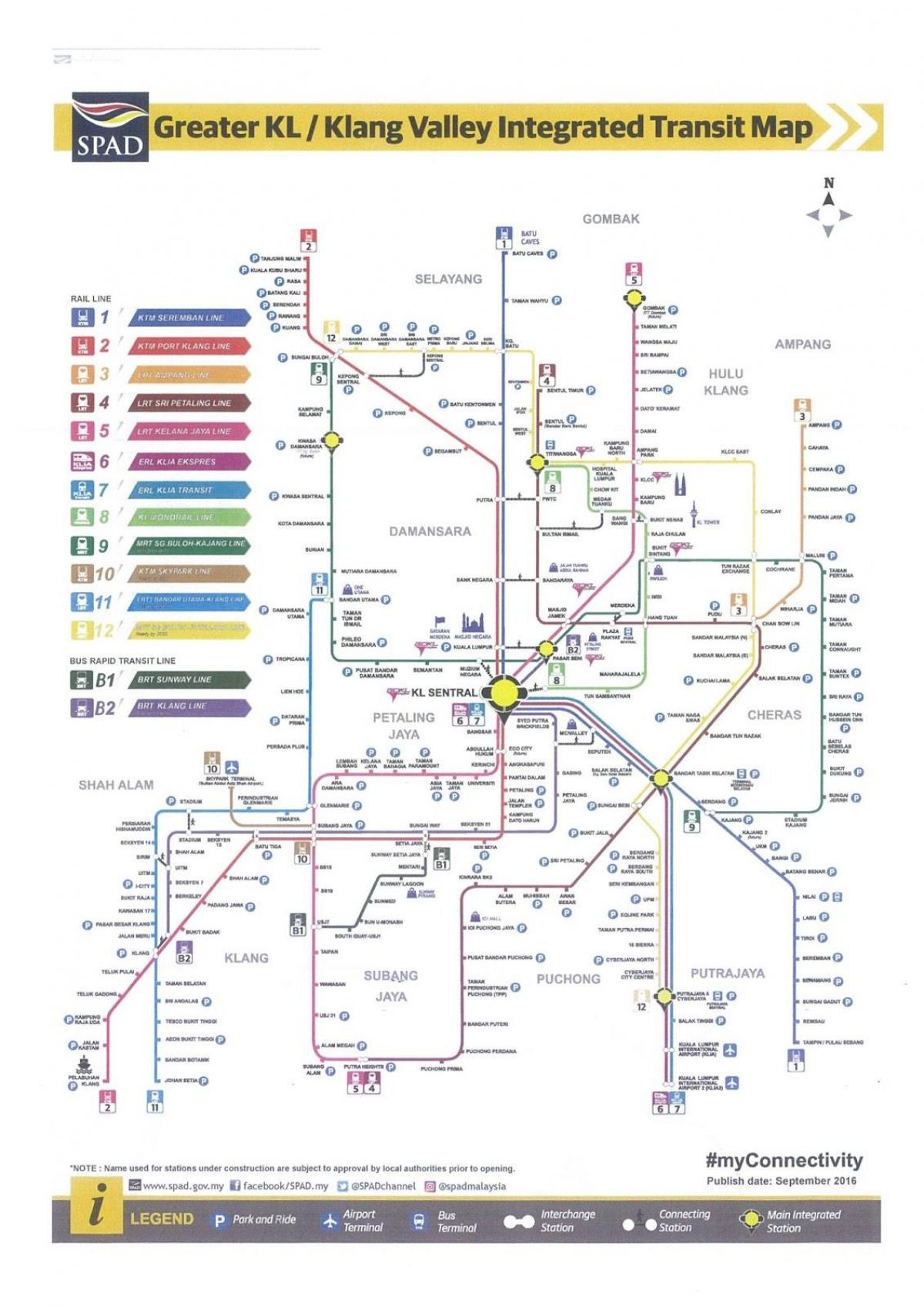 کوالالامپور حمل و نقل راه آهن نقشه