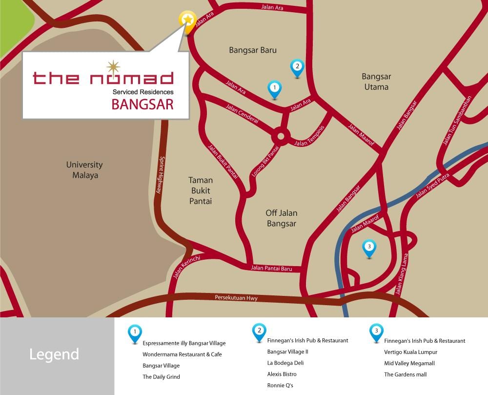 bangsar کوالالامپور نقشه