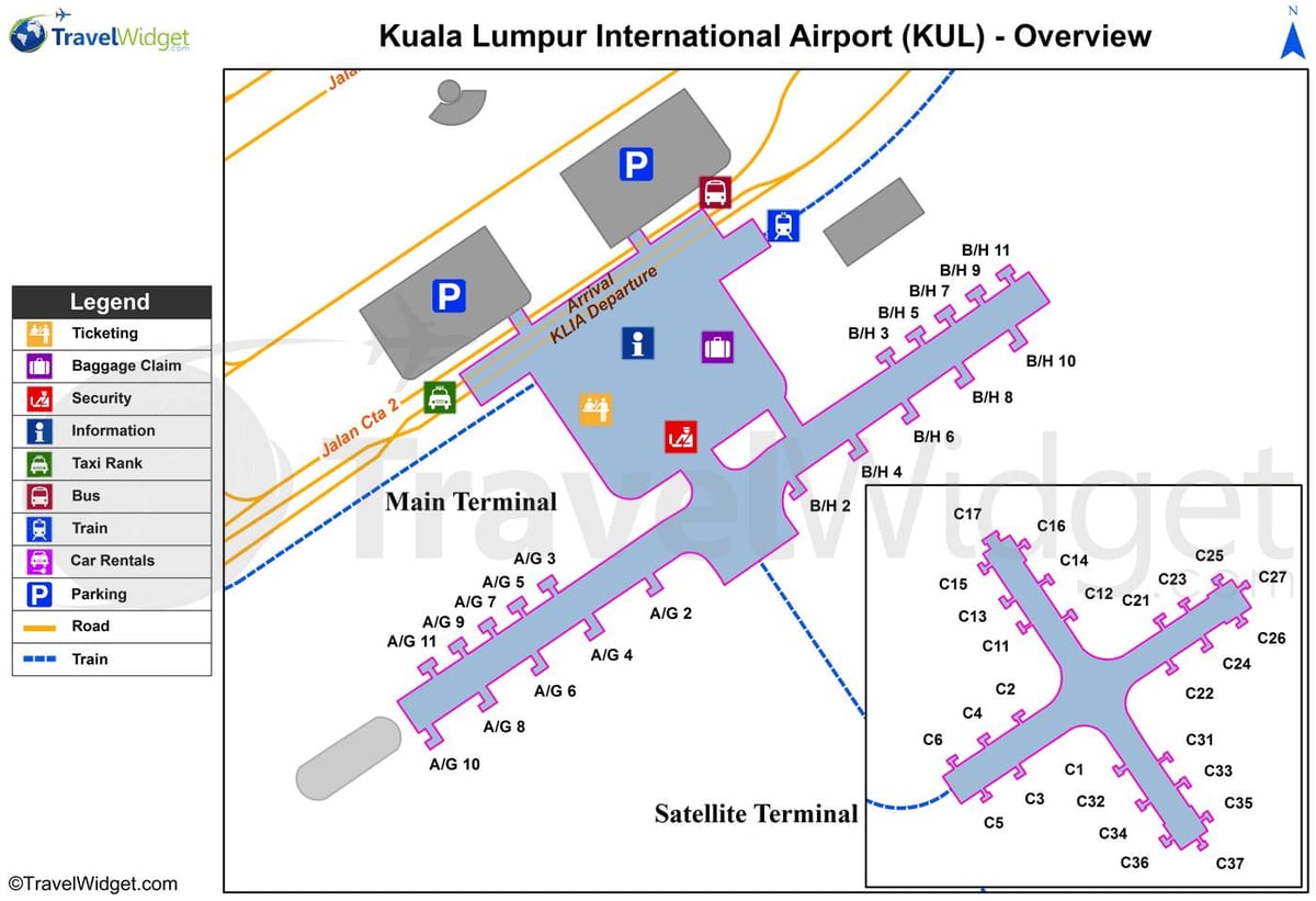 kl فرودگاه بین المللی نقشه