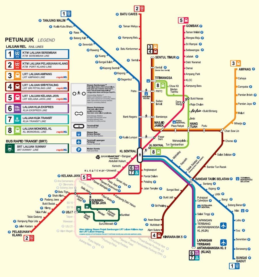 کوالالامپور lrt نقشه 2016