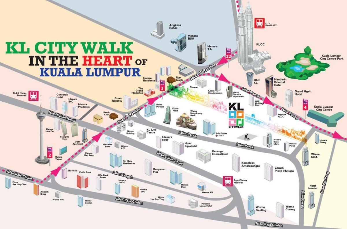 کوالالامپور تور پیاده روی نقشه