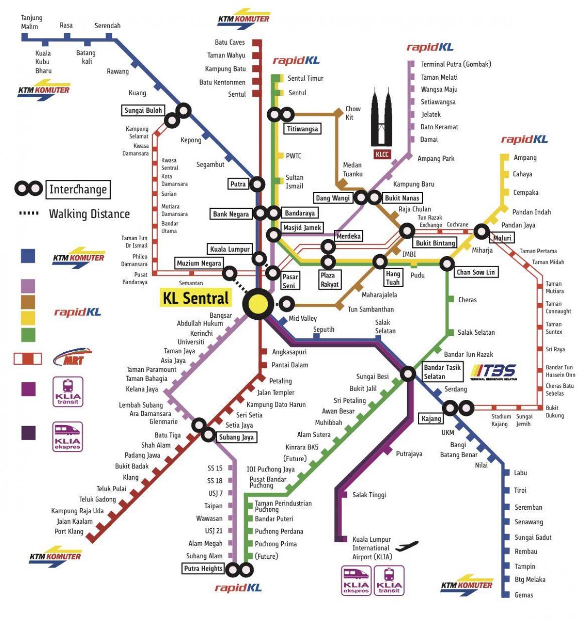 کوالالامپور حمل و نقل نقشه